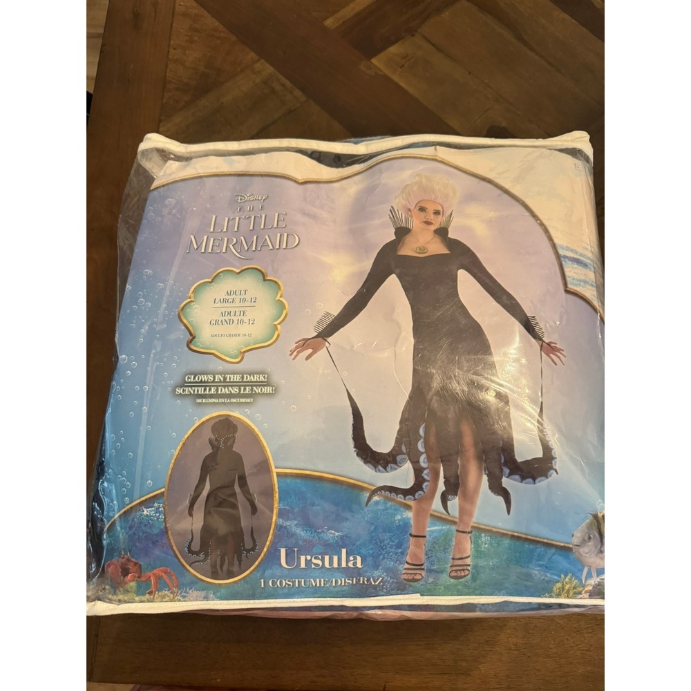 Disney The Little Mermaid Ursula Costume Glow in the Dark Adult Large 10-12 #787